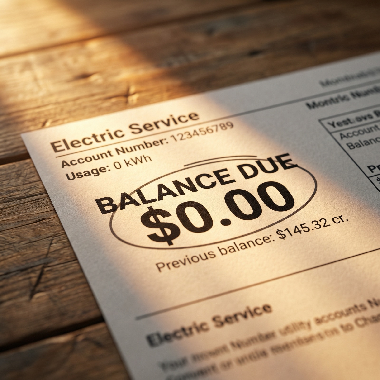 $0.00 Electric Bill